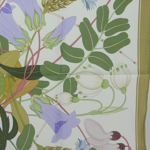 HERMES Carre 90 Flora Graeca Scarf Silk Beige Multicolor Auth am5676 - Picture 7 of 15